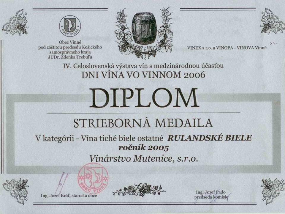 Medaile Dni vína vo Vinnom